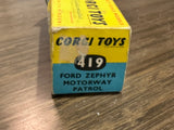 Corgi Toys 419 Ford Zephyr Motorway Patrol with original box