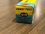 Corgi Toys 419 Ford Zephyr Motorway Patrol with original box