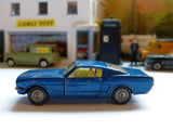 320 Ford Mustang in metallic blue with cast wheels