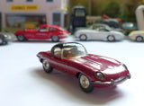 307 Jaguar E type in plum red with black hard top