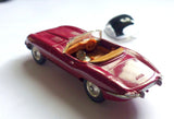307 Jaguar E type in plum red with black hard top